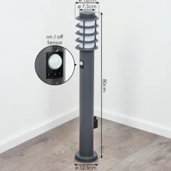 Borne Lumineuse Caserta Anthracite, 1 Lumiere, Detecteur De Mouvement