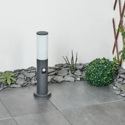 Borne Lumineuse Caserta Anthracite, 1 Lumiere, Detecteur De Mouvement