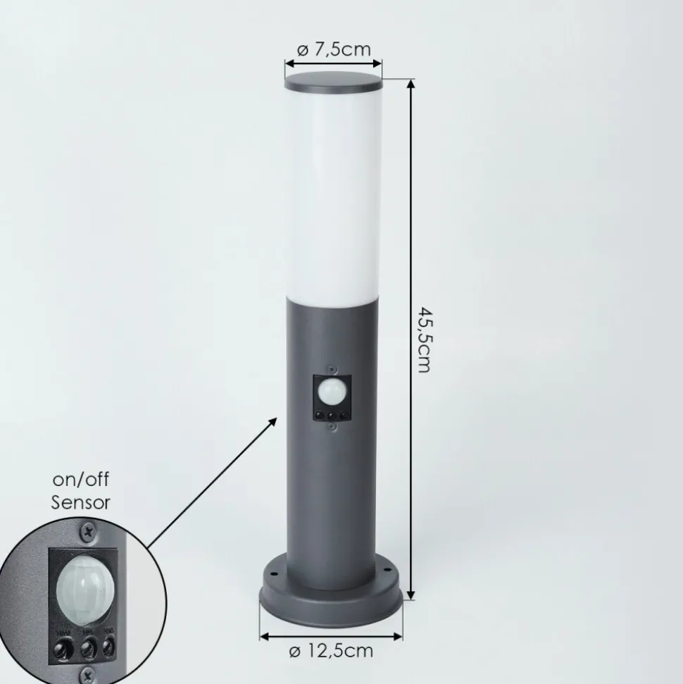 Borne Lumineuse Caserta Anthracite, 1 Lumiere, Detecteur De Mouvement
