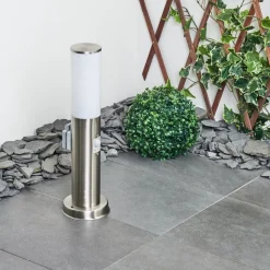 Borne Lumineuse Caserta Nickel Mat, 1 Lumiere, Detecteur De Mouvement