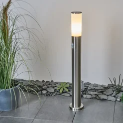 Borne Lumineuse Caserta Nickel Mat, 1 Lumiere, Detecteur De Mouvement