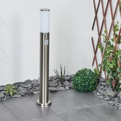 Borne Lumineuse Caserta Nickel Mat, 1 Lumiere, Detecteur De Mouvement