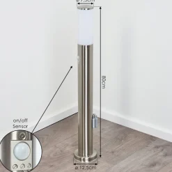 Borne Lumineuse Caserta Nickel Mat, 1 Lumiere, Detecteur De Mouvement