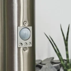 Borne Lumineuse Caserta Nickel Mat, 1 Lumiere, Detecteur De Mouvement