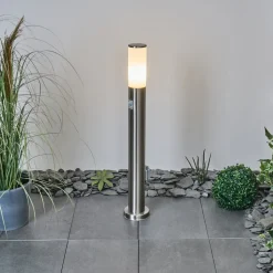 Borne Lumineuse Caserta Nickel Mat, 1 Lumiere, Detecteur De Mouvement