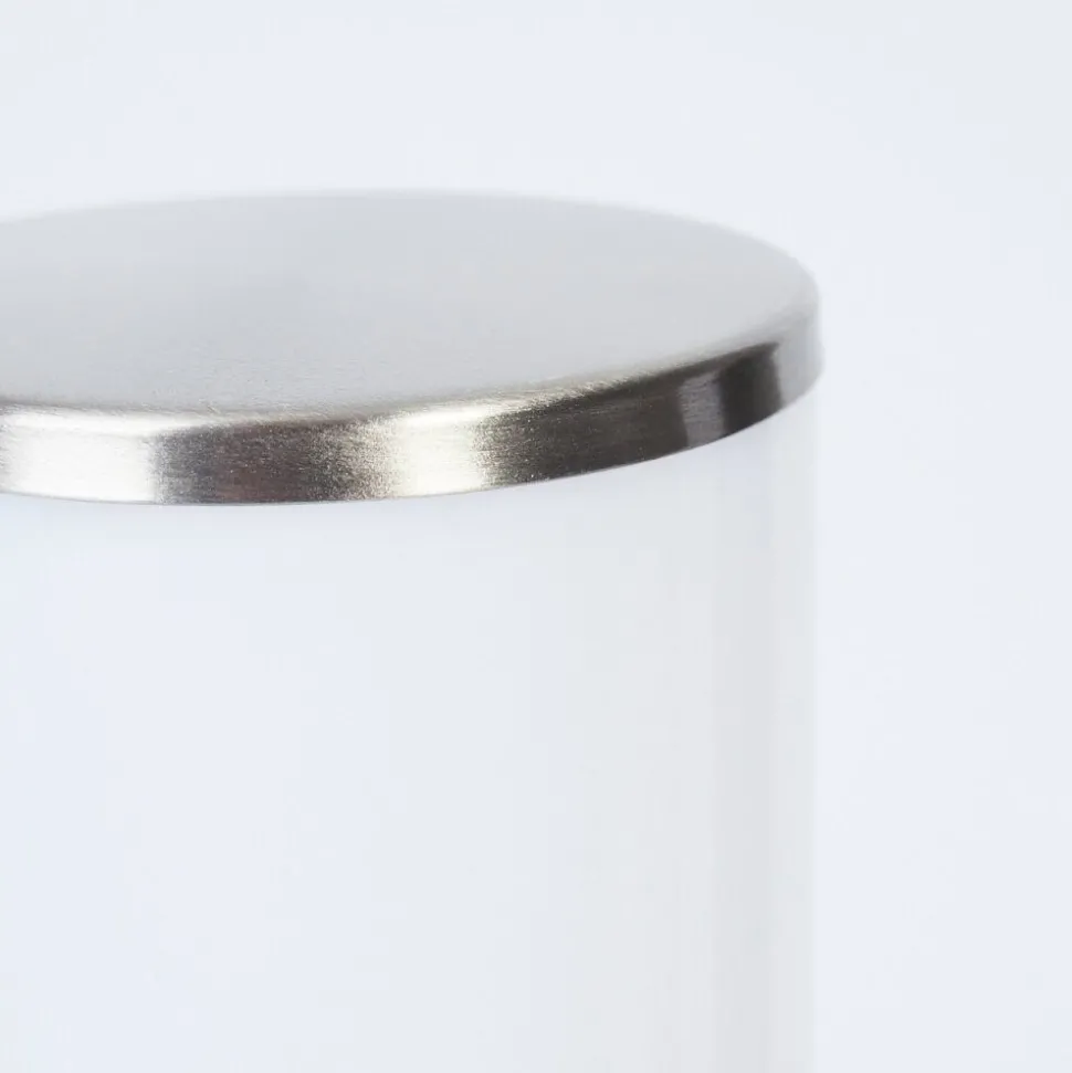 Borne Lumineuse Caserta Nickel Mat, Blanc, 1 Lumiere, Detecteur De Mouvement