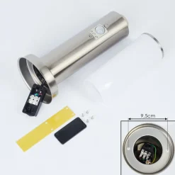 Borne Lumineuse Caserta Nickel Mat, Blanc, 1 Lumiere, Detecteur De Mouvement