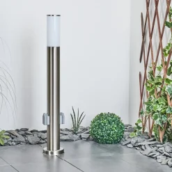 Borne Lumineuse Caserta Nickel Mat, 1 Lumiere