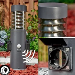 Borne Lumineuse Dakar Anthracite, 1 Lumiere, Detecteur De Mouvement