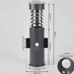 Borne Lumineuse Dakar Anthracite, 1 Lumiere, Detecteur De Mouvement