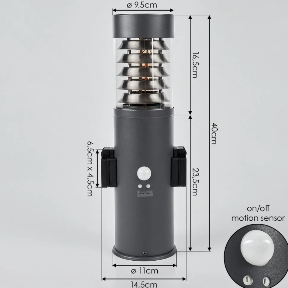 Borne Lumineuse Dakar Anthracite, 1 Lumiere, Detecteur De Mouvement