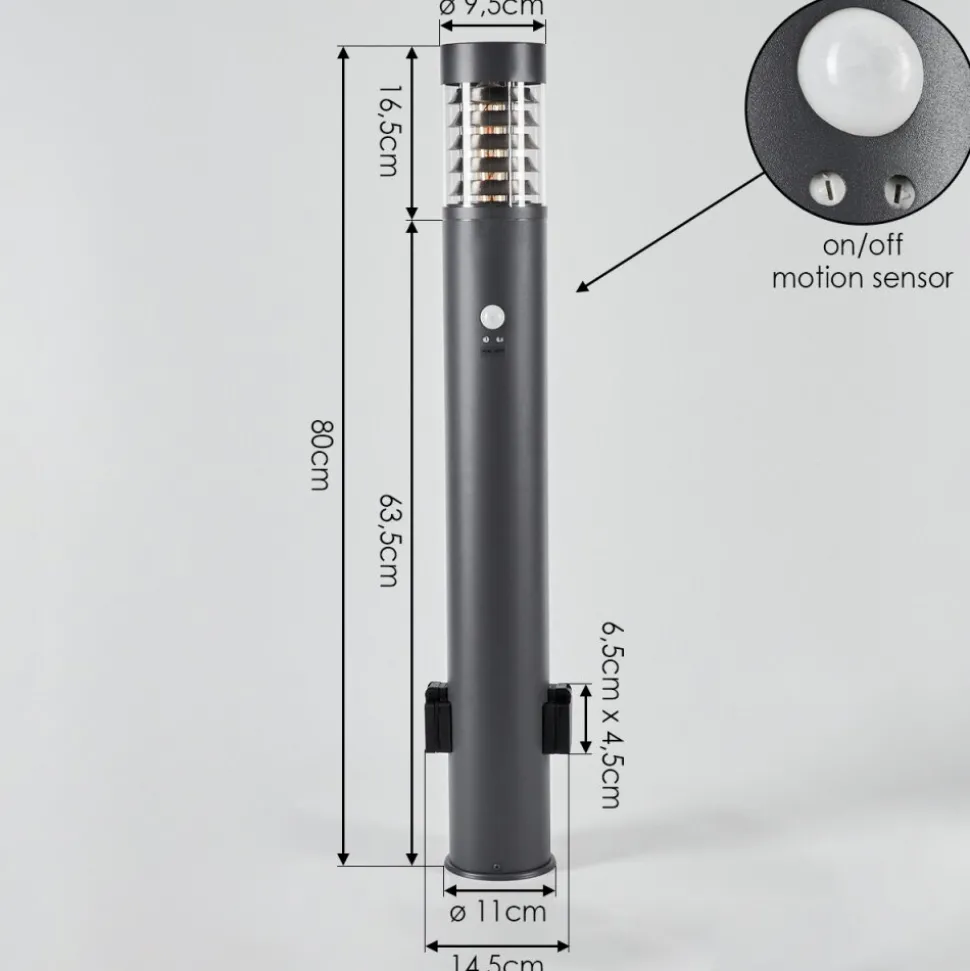 Borne Lumineuse Dakar Anthracite, 1 Lumiere, Detecteur De Mouvement