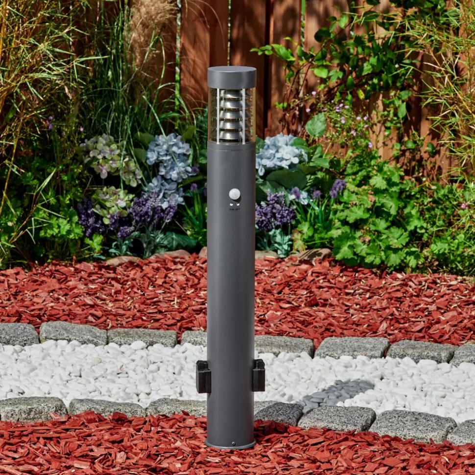 Borne Lumineuse Dakar Anthracite, 1 Lumiere, Detecteur De Mouvement