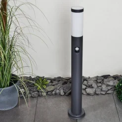 Borne Lumineuse Gaborone Anthracite, 1 Lumiere, Detecteur De Mouvement