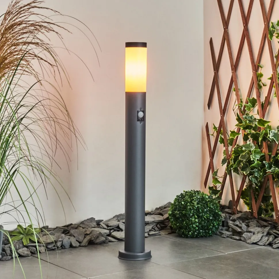 Borne Lumineuse Gaborone Anthracite, 1 Lumiere, Detecteur De Mouvement