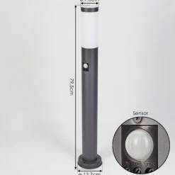 Borne Lumineuse Gaborone Anthracite, 1 Lumiere, Detecteur De Mouvement