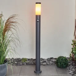 Borne Lumineuse Gaborone Anthracite, 1 Lumiere, Detecteur De Mouvement