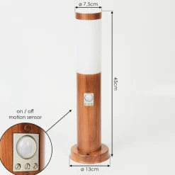 Borne Lumineuse Gaborone Brun, Couleur Bois, 1 Lumiere, Detecteur De Mouvement