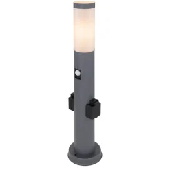 Borne Lumineuse Globo Boston Anthracite, 1 Lumiere, Detecteur De Mouvement