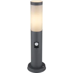 Borne Lumineuse Globo Boston Anthracite, 1 Lumiere, Detecteur De Mouvement