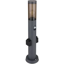 Borne Lumineuse Globo Boston Anthracite, 1 Lumiere, Detecteur De Mouvement