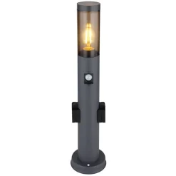 Borne Lumineuse Globo Boston Anthracite, 1 Lumiere, Detecteur De Mouvement