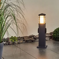 Borne Lumineuse Habolale Gris, 1 Lumiere