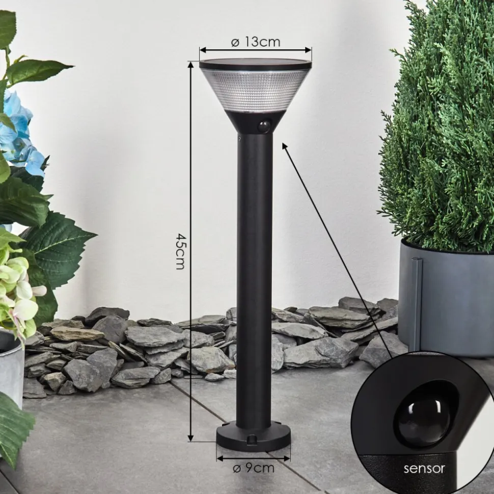 Borne Lumineuse Joennierni Led Noir, 1 Lumiere, Detecteur De Mouvement, Changeur De Couleurs