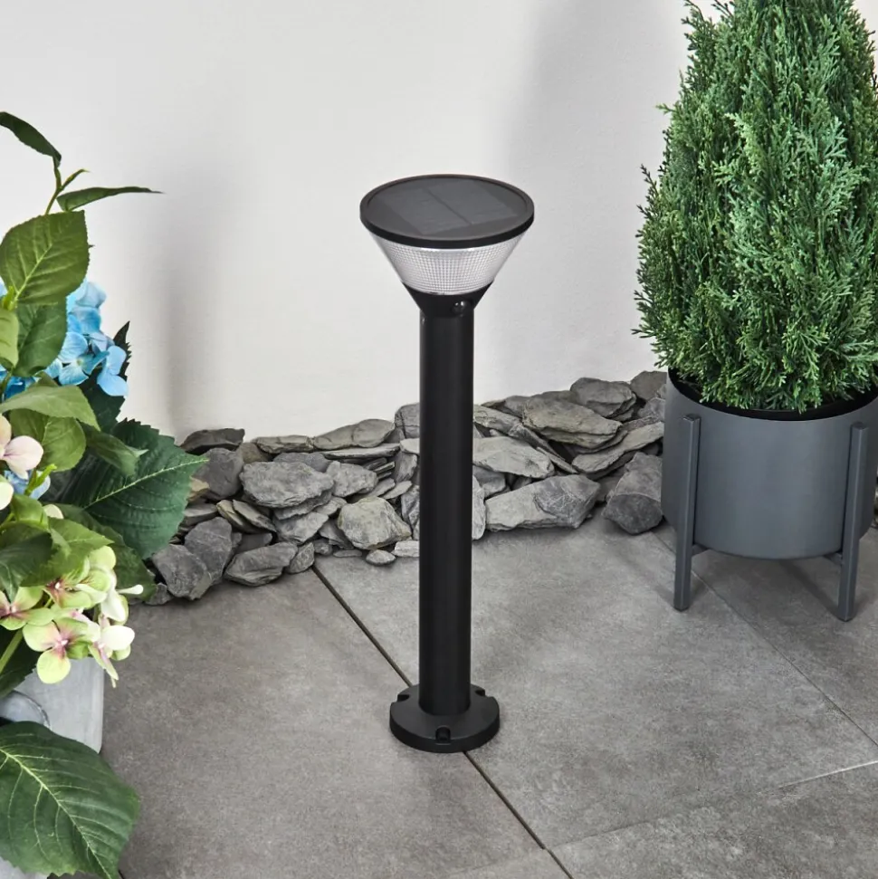 Borne Lumineuse Joennierni Led Noir, 1 Lumiere, Detecteur De Mouvement, Changeur De Couleurs