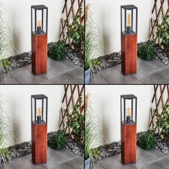 Borne Lumineuse Kiwalik Bois Fonce, Noir, 1 Lumiere