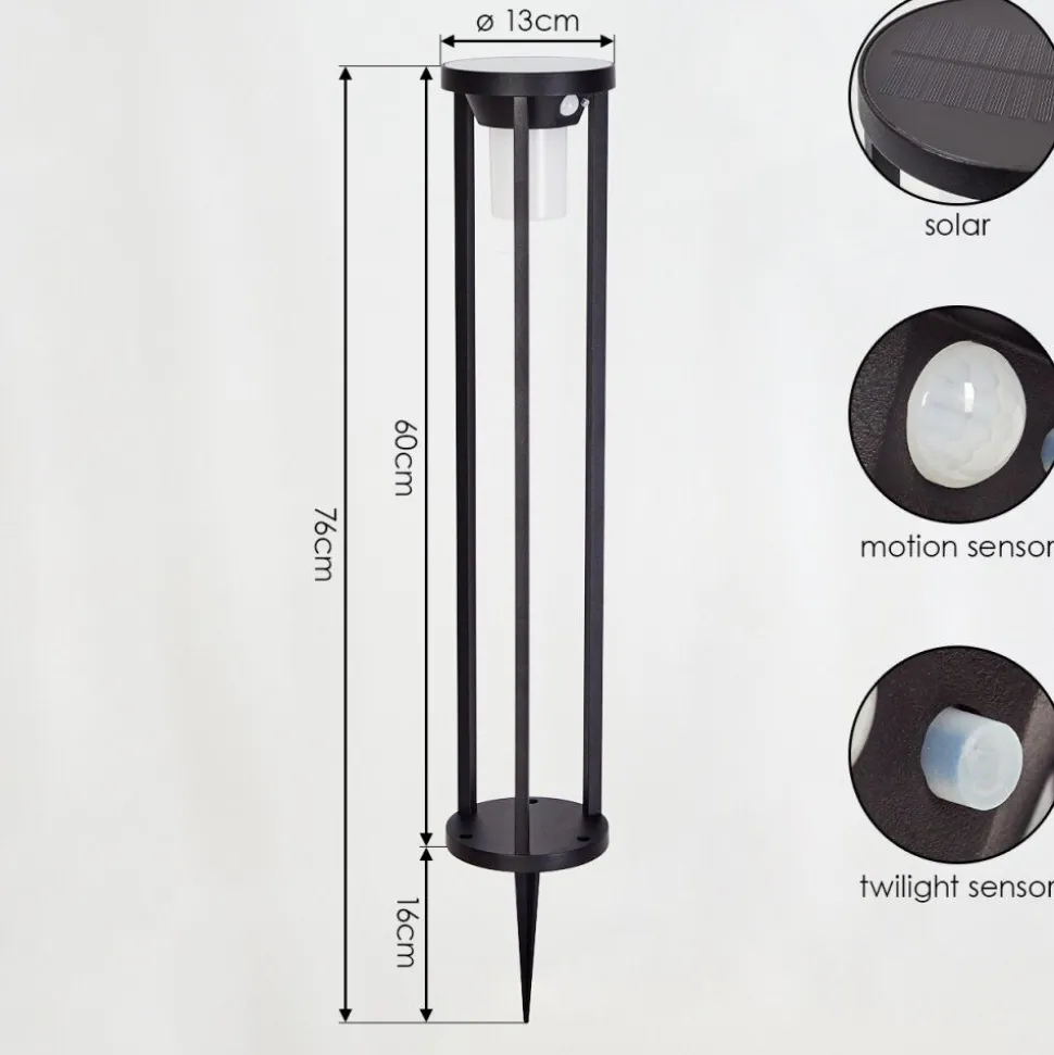 Borne Lumineuse Lokpano Led Noir, Blanc, 1 Lumiere, Detecteur De Mouvement