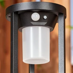 Borne Lumineuse Lokpano Led Noir, Blanc, 1 Lumiere, Detecteur De Mouvement