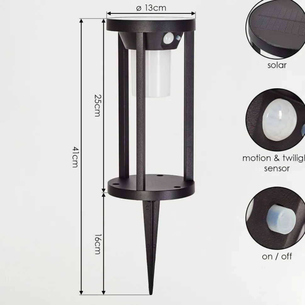 Borne Lumineuse Lokpano Led Noir, 1 Lumiere, Detecteur De Mouvement