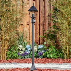 Borne Lumineuse Naofe Noir, 1 Lumiere, Detecteur De Mouvement
