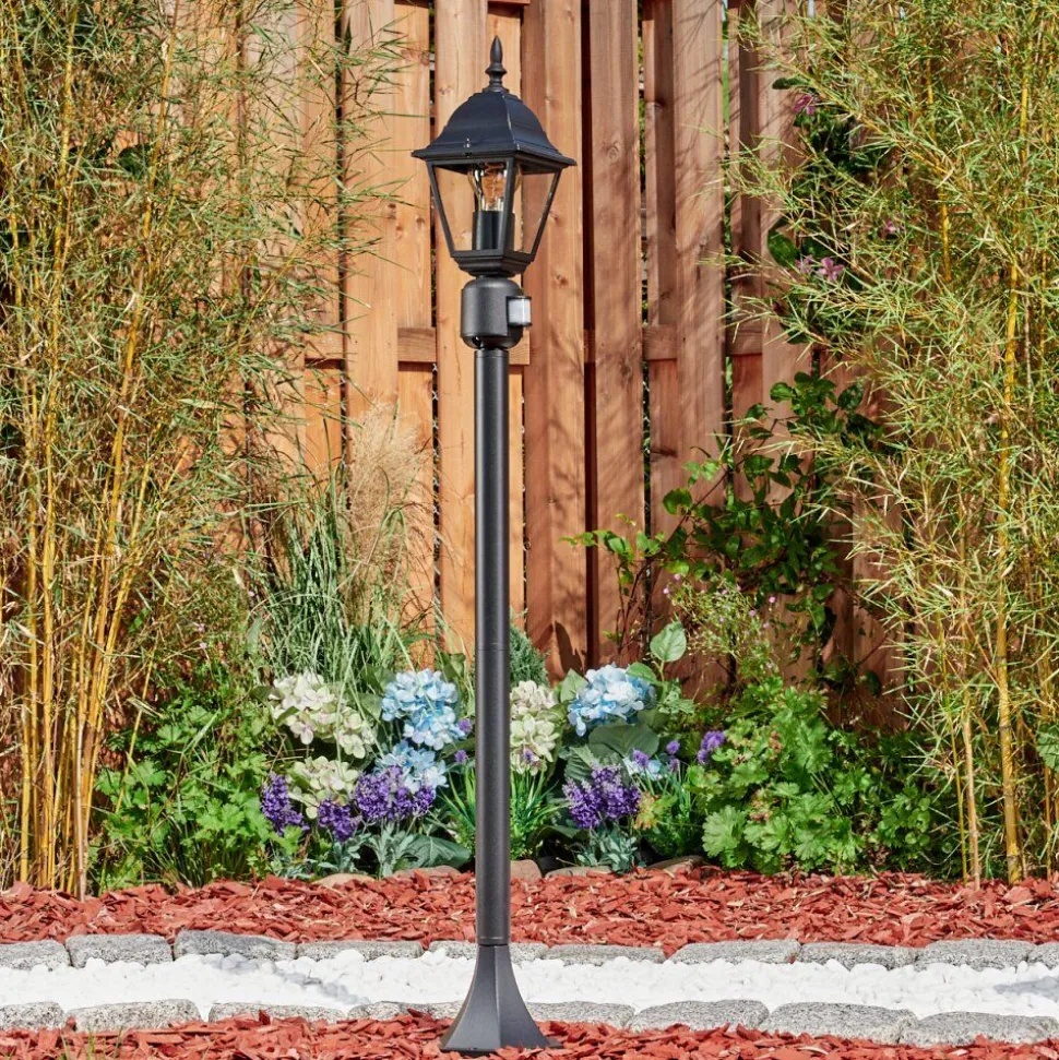 Borne Lumineuse Naofe Noir, 1 Lumiere, Detecteur De Mouvement
