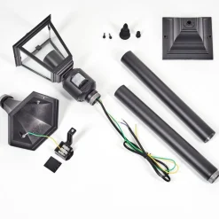 Borne Lumineuse Naofe Noir, 1 Lumiere, Detecteur De Mouvement