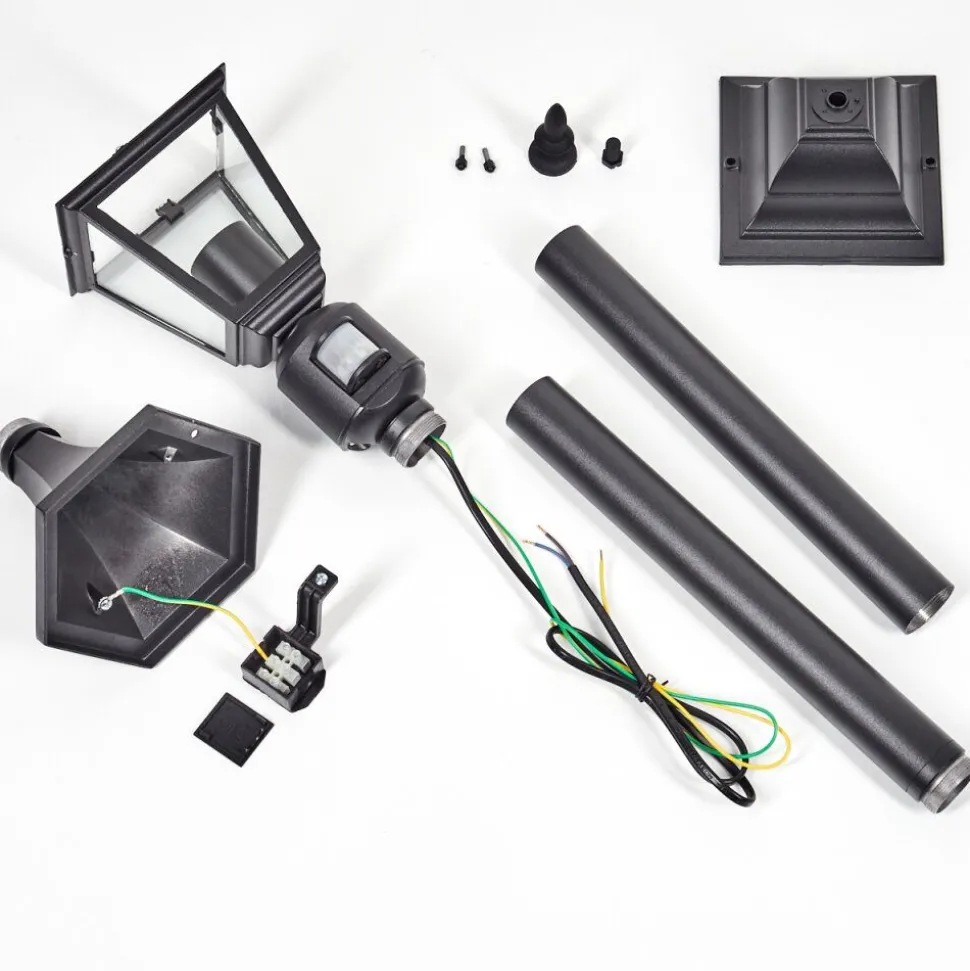 Borne Lumineuse Naofe Noir, 1 Lumiere, Detecteur De Mouvement