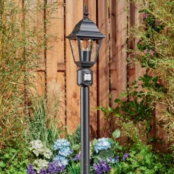 Borne Lumineuse Naofe Noir, 1 Lumiere, Detecteur De Mouvement