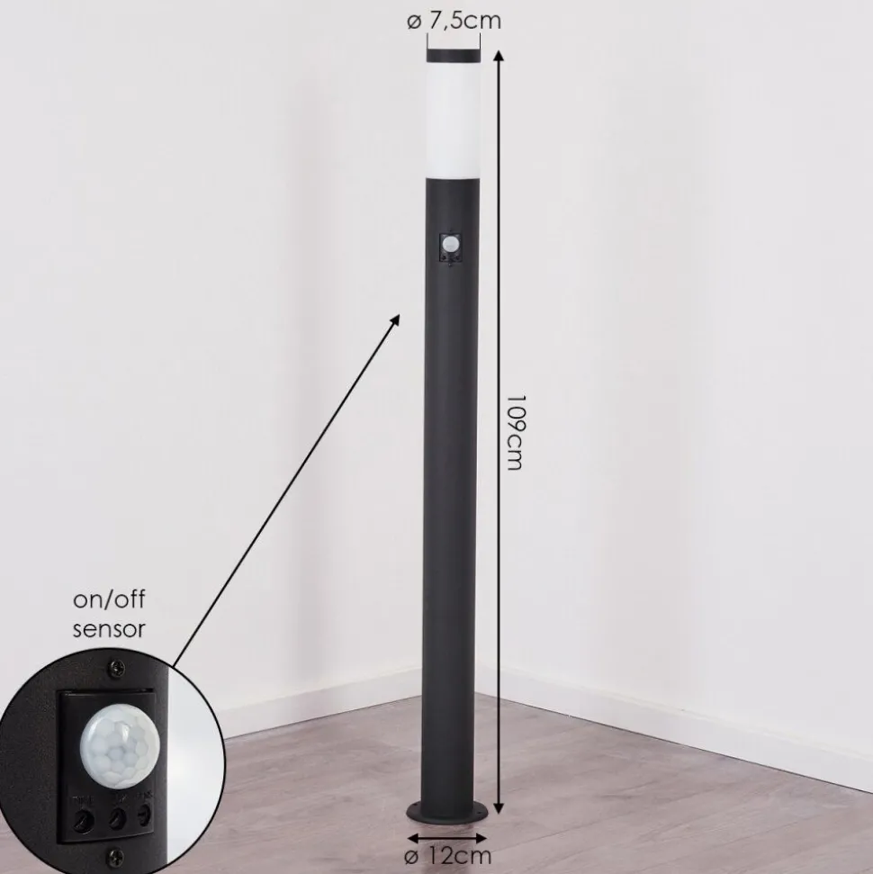 Borne Lumineuse Ruti Noir, 1 Lumiere, Detecteur De Mouvement