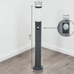 Borne Lumineuse Sessa Anthracite, 1 Lumiere, Detecteur De Mouvement