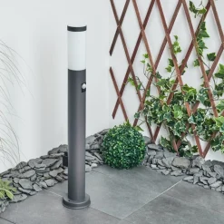 Borne Lumineuse Sessa Anthracite, 1 Lumiere, Detecteur De Mouvement