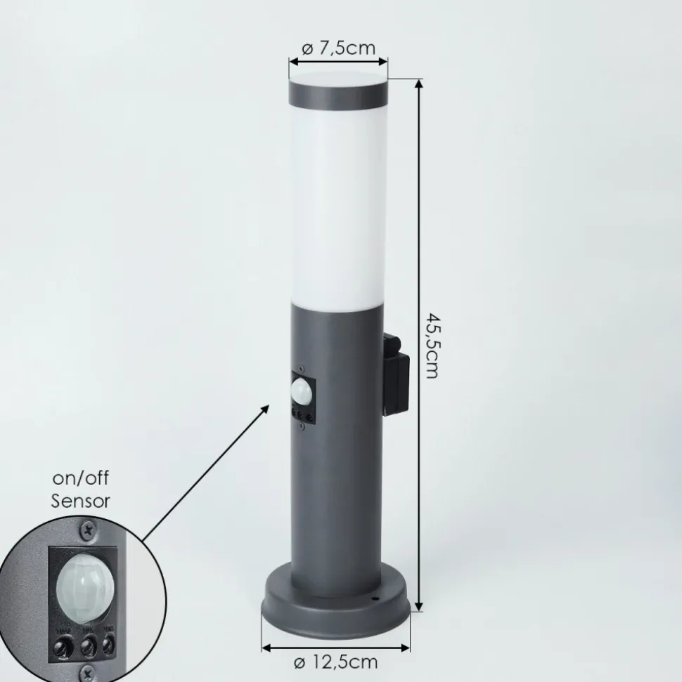 Borne Lumineuse Sessa Anthracite, 1 Lumiere, Detecteur De Mouvement