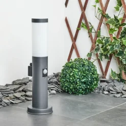 Borne Lumineuse Sessa Anthracite, 1 Lumiere, Detecteur De Mouvement