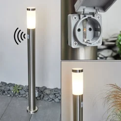 Borne Lumineuse Sessa Nickel Mat, 1 Lumiere, Detecteur De Mouvement