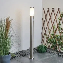 Borne Lumineuse Sessa Nickel Mat, 1 Lumiere, Detecteur De Mouvement
