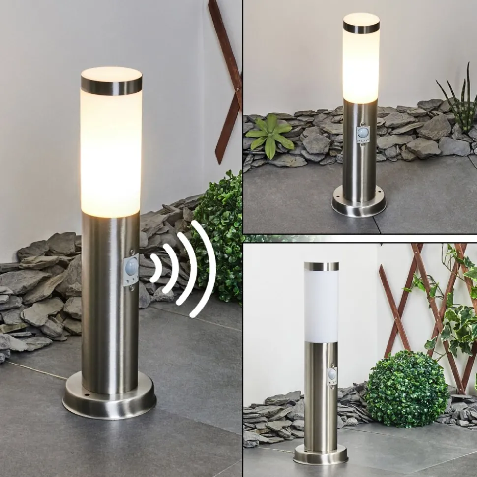 Borne Lumineuse Sessa Nickel Mat, 1 Lumiere, Detecteur De Mouvement
