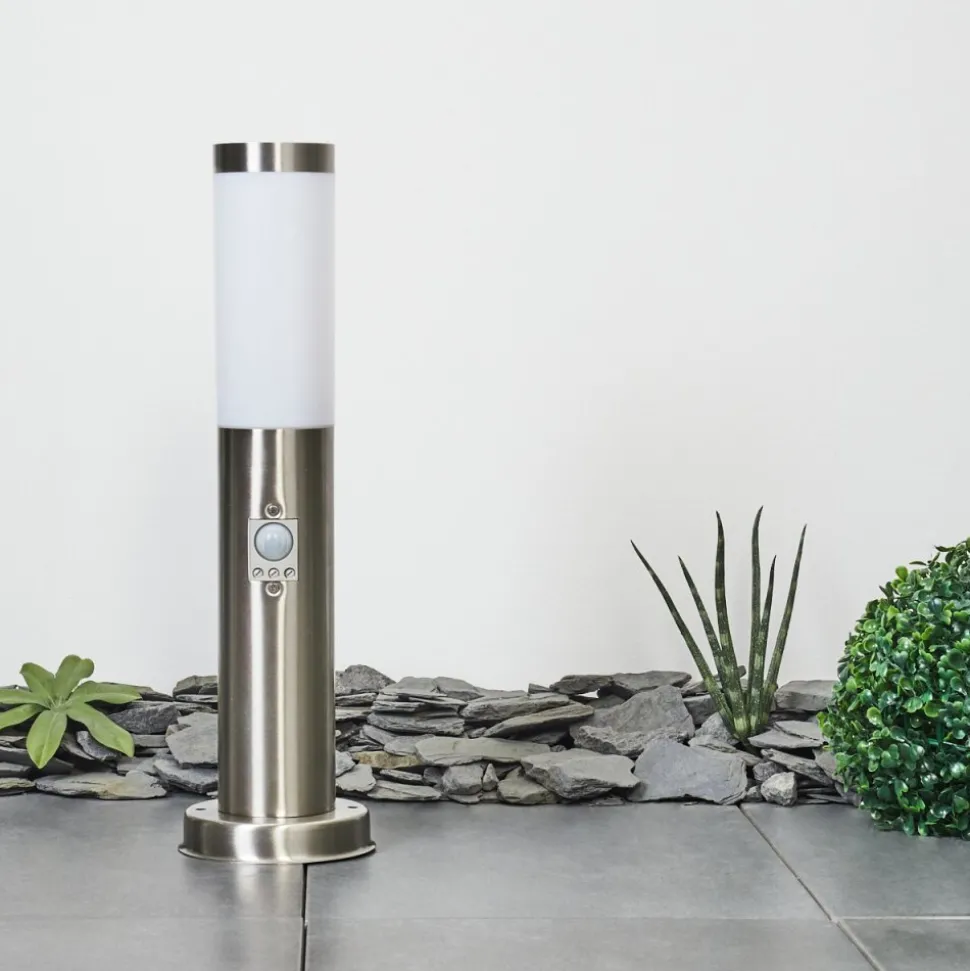 Borne Lumineuse Sessa Nickel Mat, 1 Lumiere, Detecteur De Mouvement