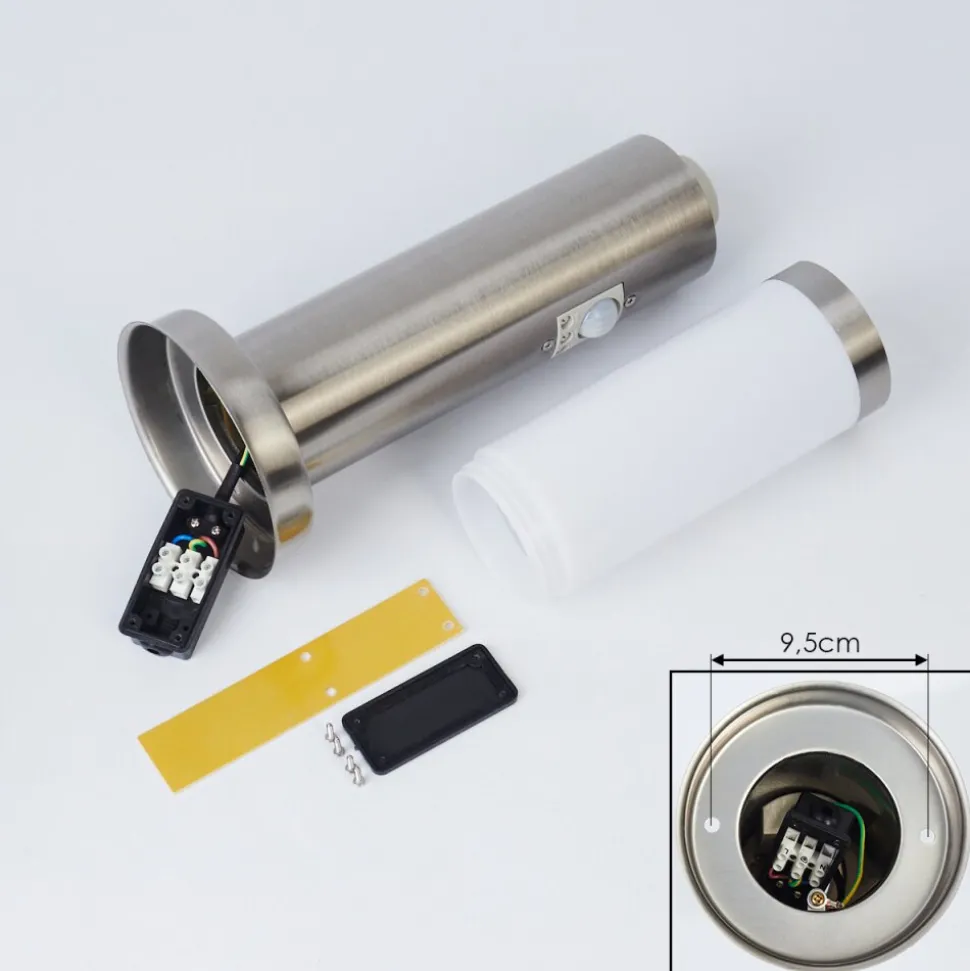 Borne Lumineuse Sessa Nickel Mat, 1 Lumiere, Detecteur De Mouvement