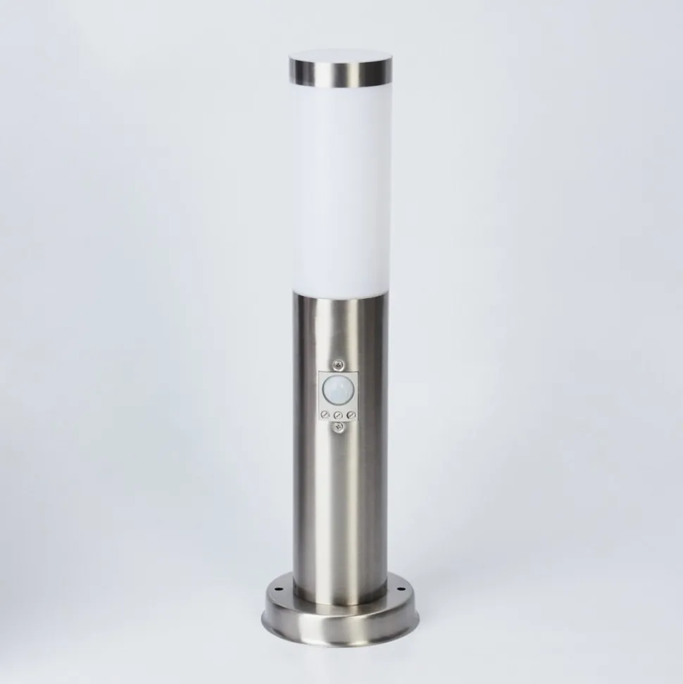 Borne Lumineuse Sessa Nickel Mat, 1 Lumiere, Detecteur De Mouvement