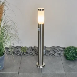 Borne Lumineuse Sessa Nickel Mat, 1 Lumiere, Detecteur De Mouvement